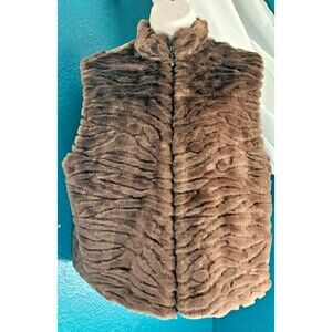 Vintage Bechamel Faux Fur Zip Up Lined Vest size Petite Medium